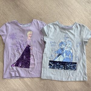Disney Frozen sequins Short Sleeve Tees - Purple Blue